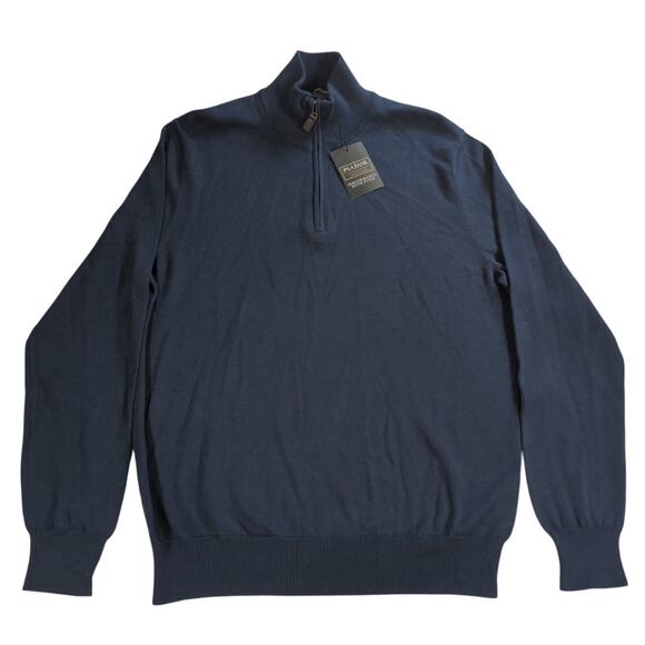 NWT Jos A Bank Traveler Sweater Mens M Blue 100 Pima Cotton 1/2 Zip Pullover - Picture 1 of 13